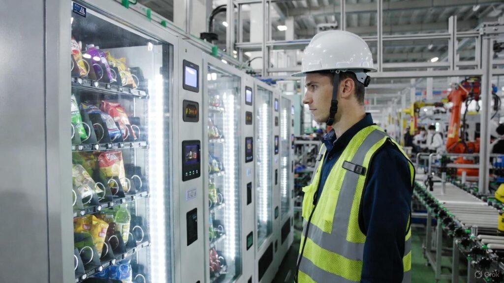 Engineer examining an electronic motherboard