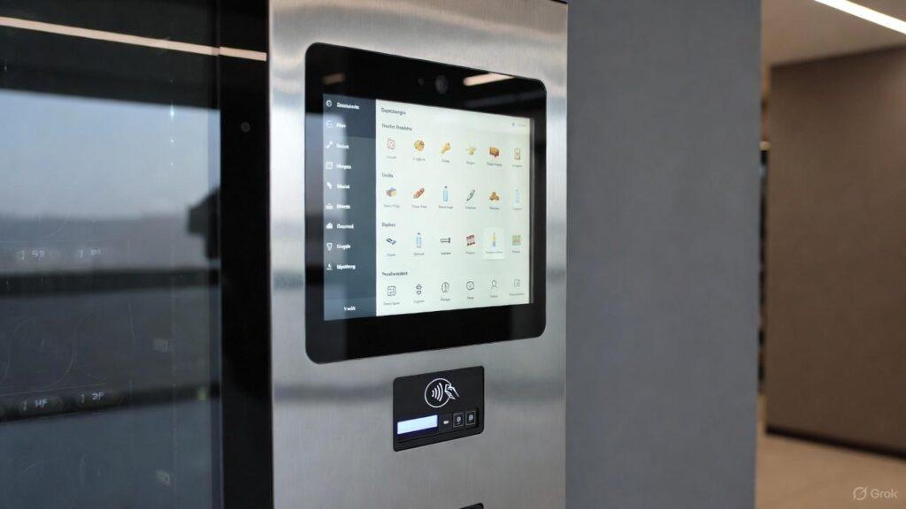 Gros plan sur écran tactile et paiement NFC